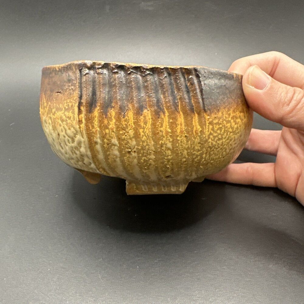 Bob Howell Pottery Signed Footed Bowl Art Pottery 4.5” ~Stamped~